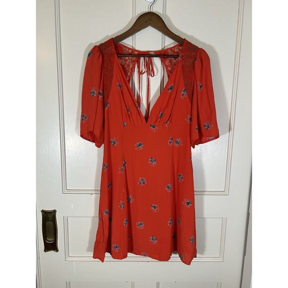 Free People Mockingbird Mesh Inset Empire Waist Mini Dress Womens Size 6 NWT - Picture 3 of 11